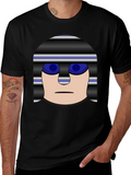 Mens Black T-Shirt with Cartoon Prisoner Graphic product image 1