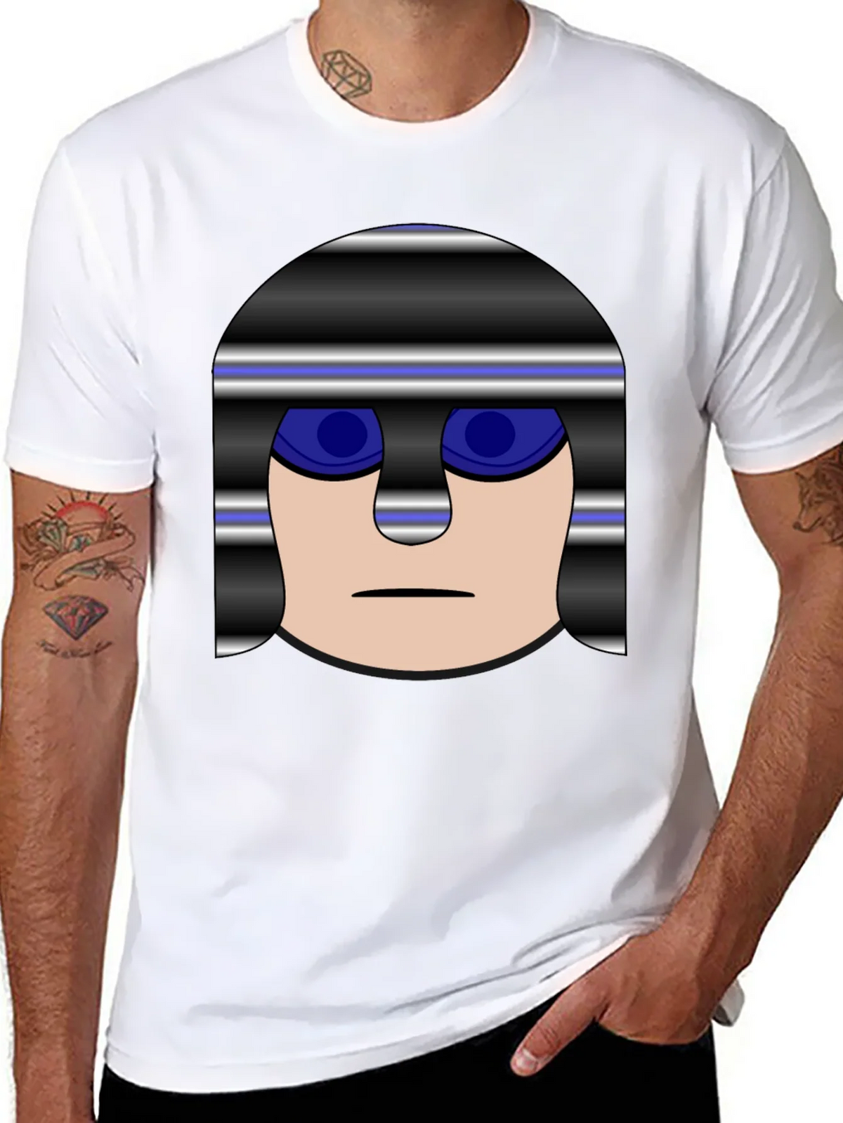 Mens Black T-Shirt with Cartoon Prisoner Graphic product image 7
