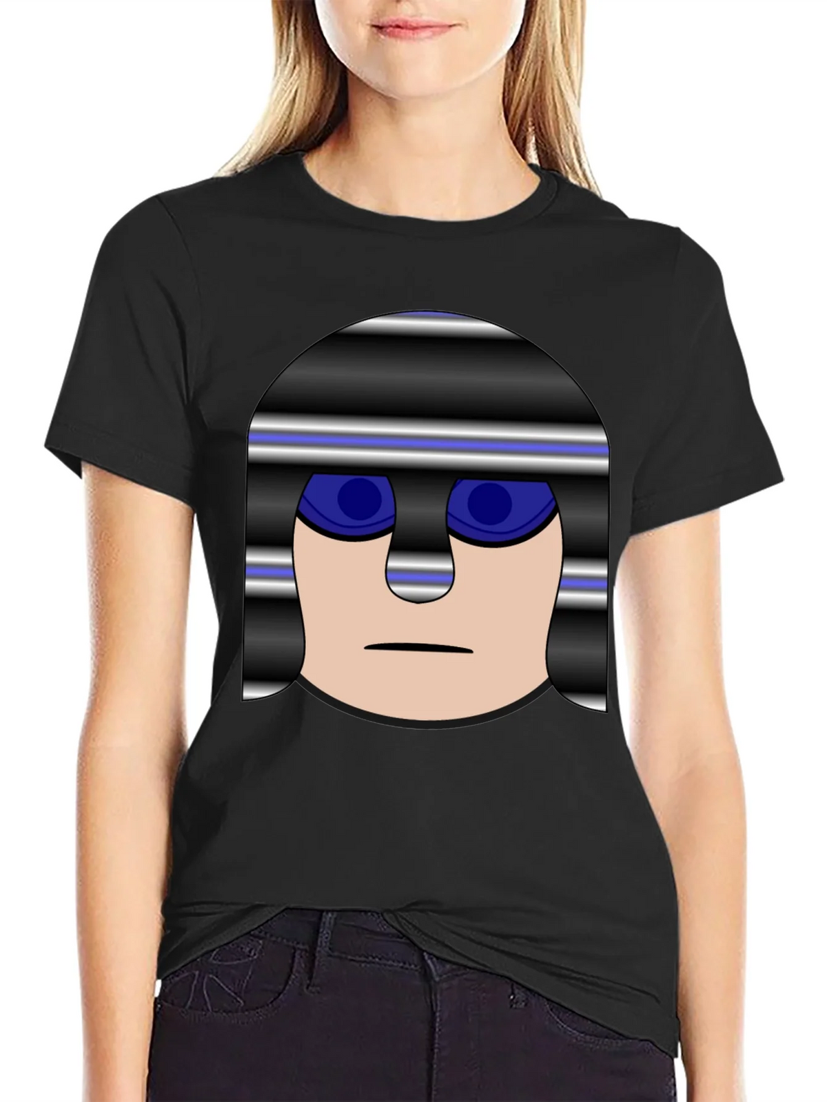Mens Black T-Shirt with Cartoon Prisoner Graphic product image 2