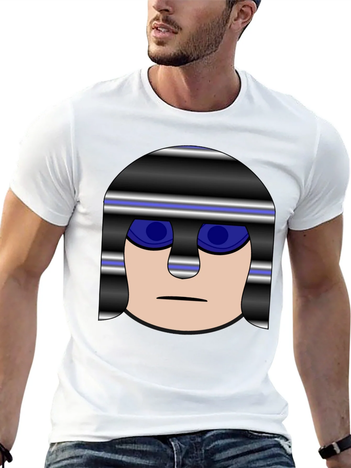 Mens Black T-Shirt with Cartoon Prisoner Graphic product image 12