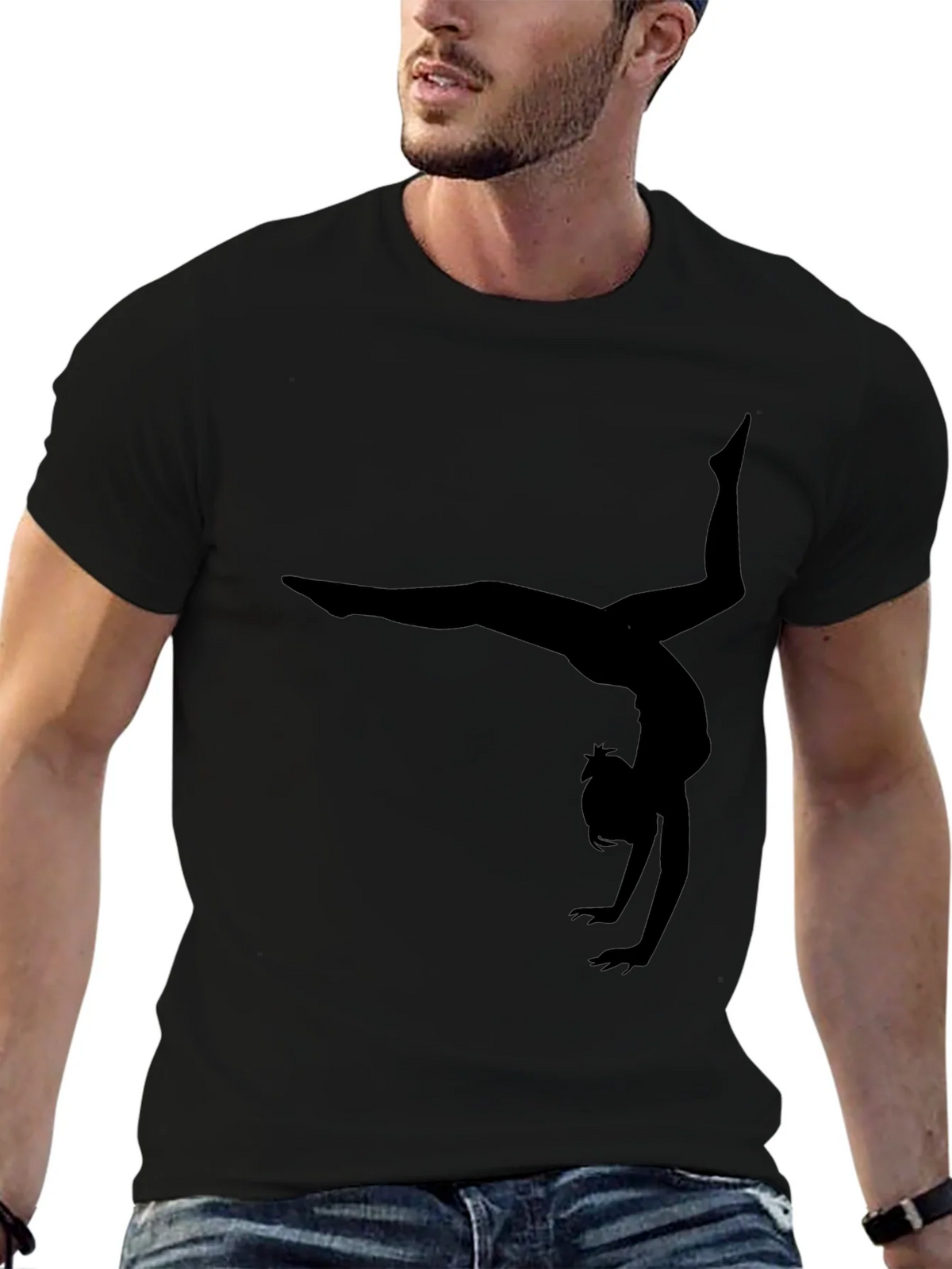 Gymnast Silhouette Black T-Shirt product image 6