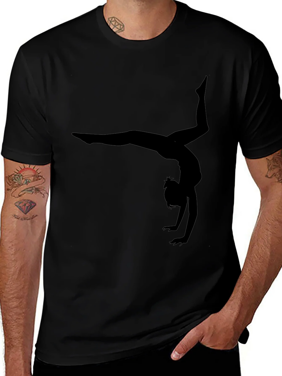 Gymnast Silhouette Black T-Shirt product image 1