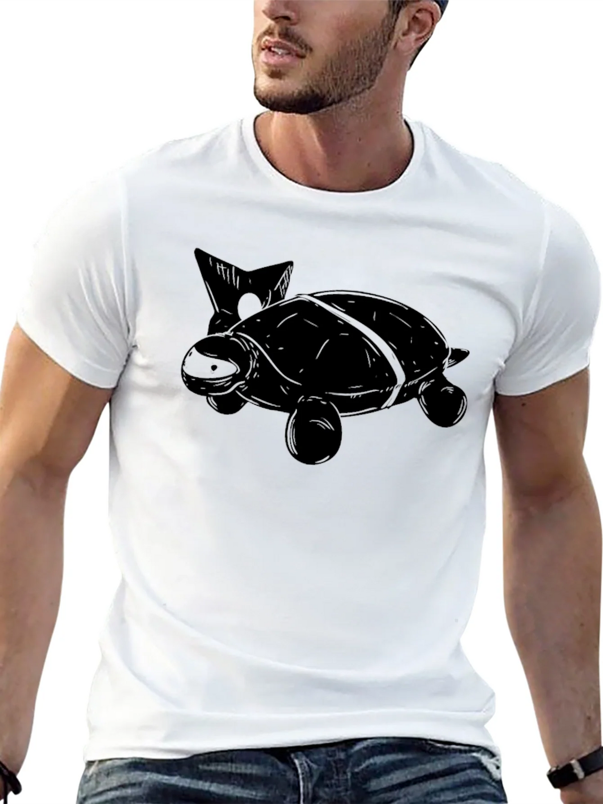 Turtle Graphic Print Mens Black T-Shirt product image 12