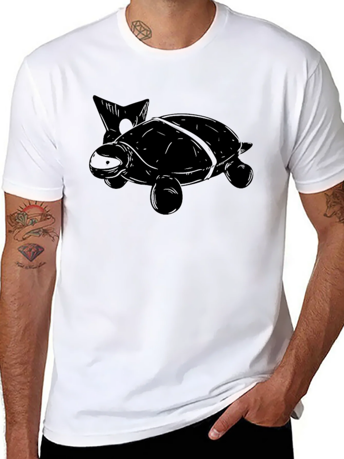 Turtle Graphic Print Mens Black T-Shirt product image 7