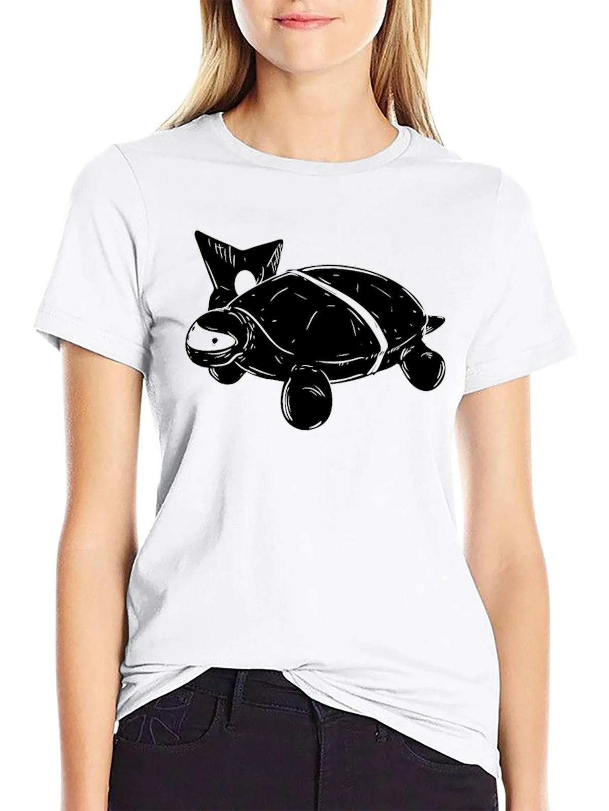 Turtle Graphic Print Mens Black T-Shirt product image 8