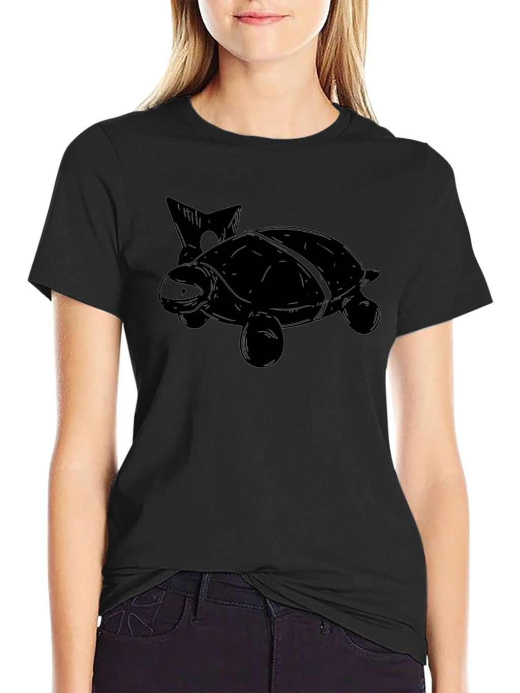 Turtle Graphic Print Mens Black T-Shirt product image 2