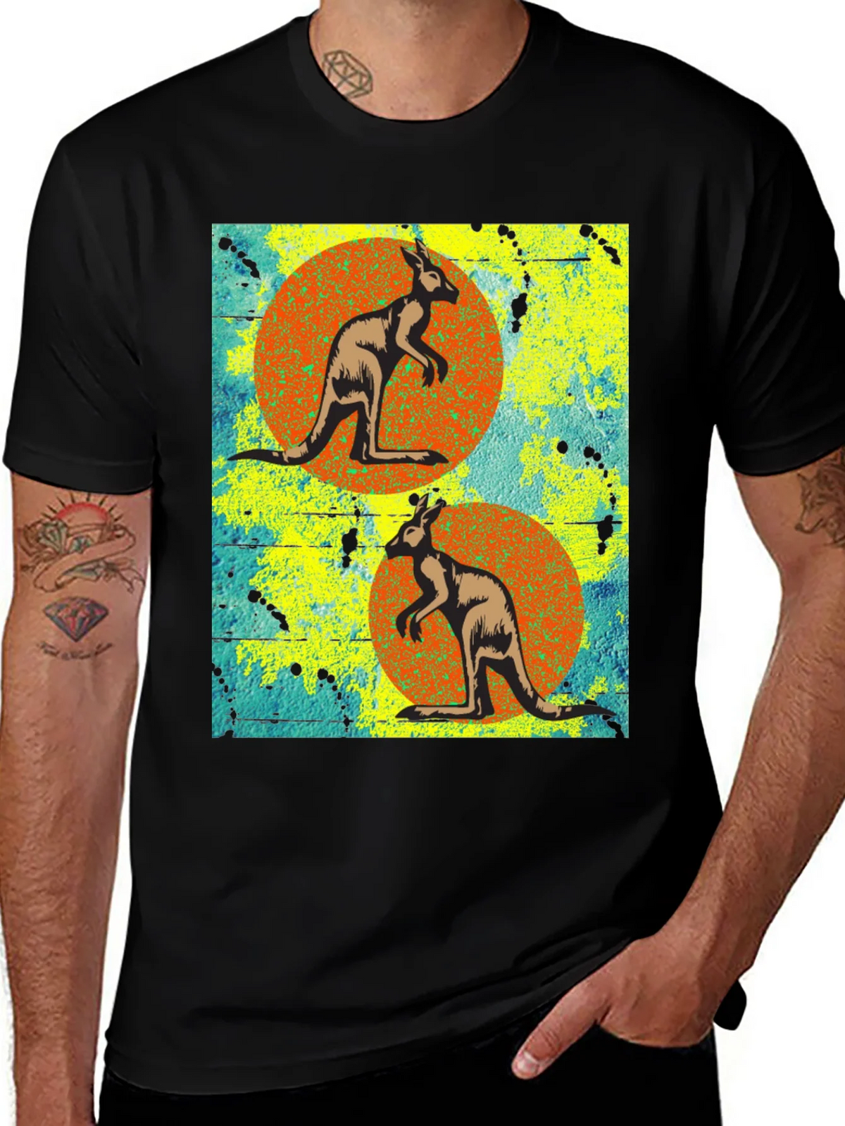 Kangaroo Graphic Print Black T-Shirt product image 1