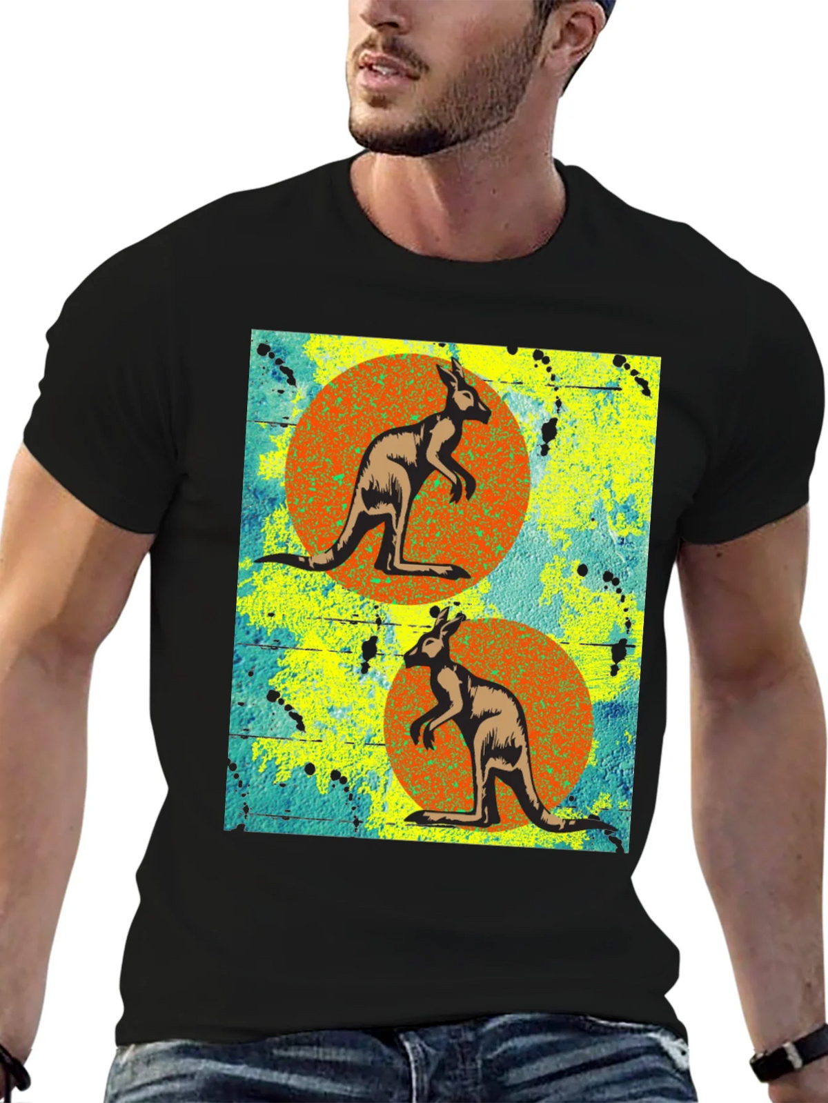 Kangaroo Graphic Print Black T-Shirt product image 6