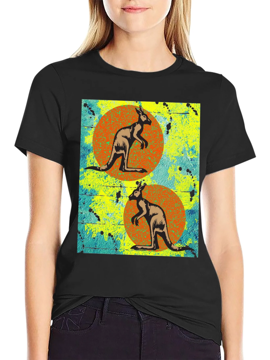 Kangaroo Graphic Print Black T-Shirt product image 2