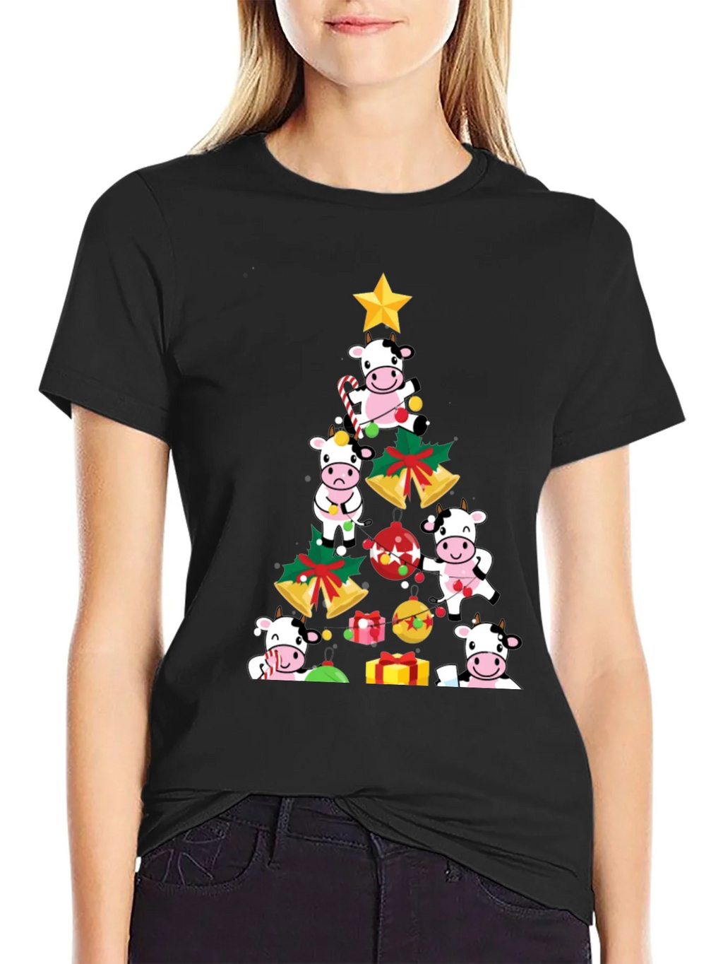 Christmas Cow Tree Graphic Tee product image 2
