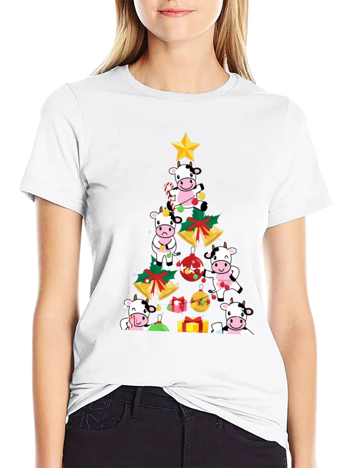 Christmas Cow Tree Graphic Tee product image 8