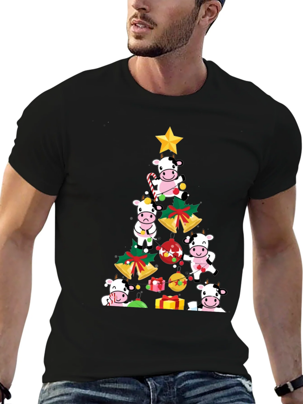 Christmas Cow Tree Graphic Tee product image 6
