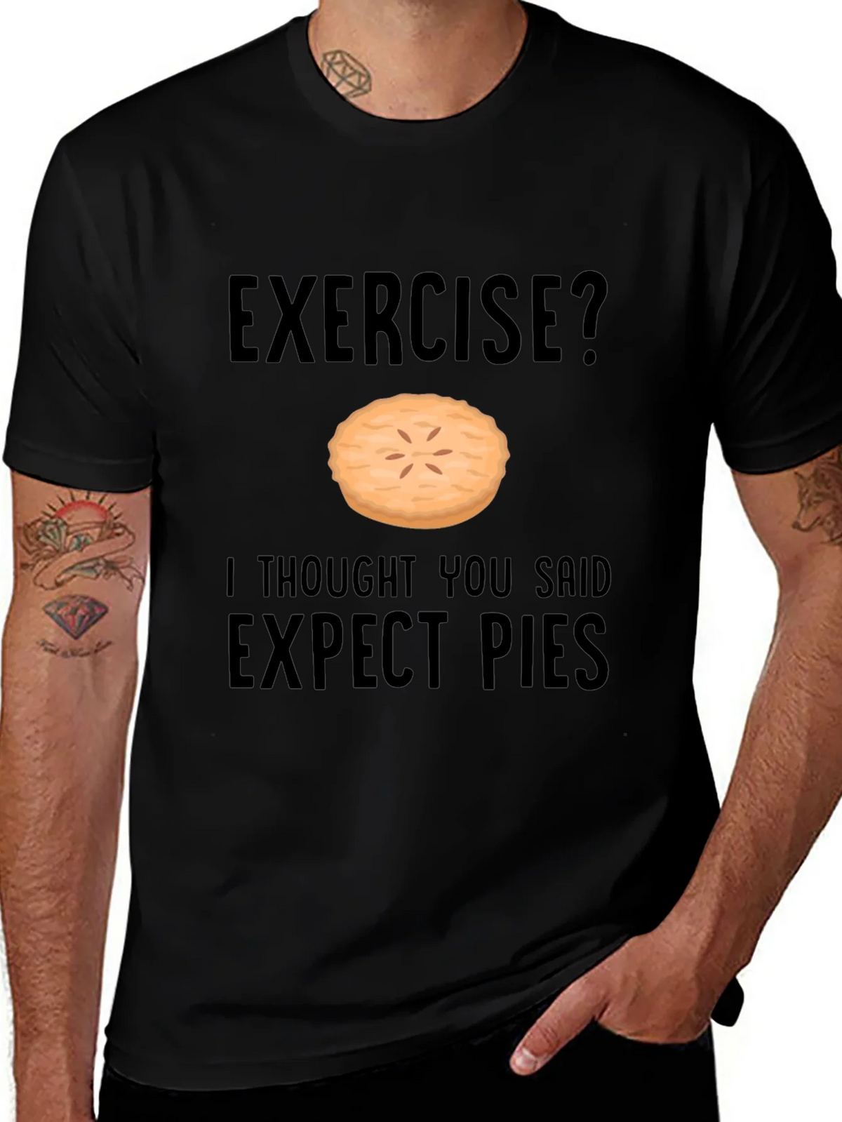 Funny Exercise Pie T-Shirt - Expect Pies Graphic Tee product image 1