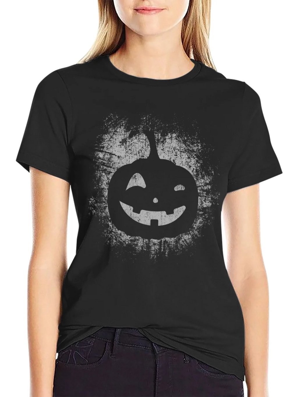 Halloween Pumpkin Graphic Tee - Distressed Print product image 2