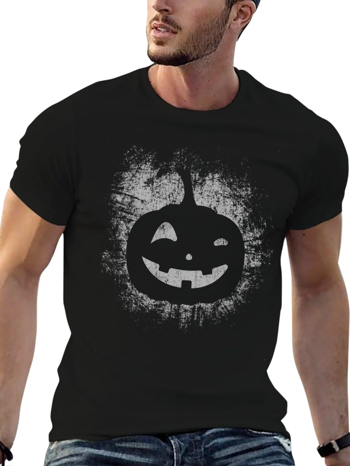 Halloween Pumpkin Graphic Tee - Distressed Print product image 5