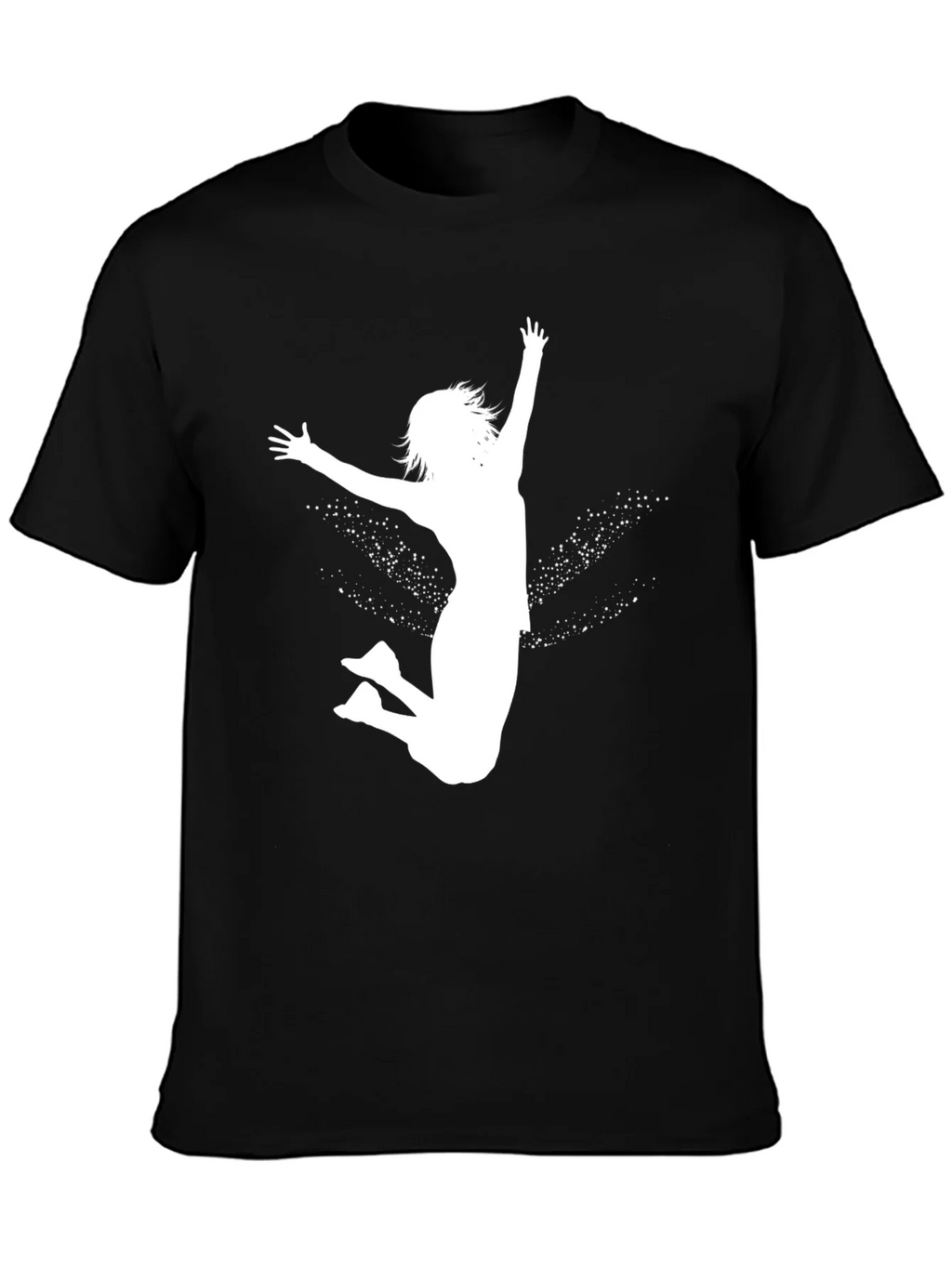 Black Tee with White Jumping Girl Graphic product image 3