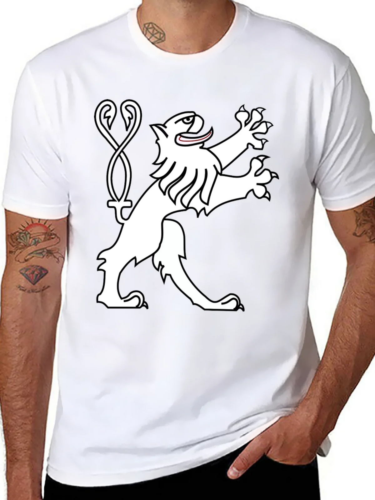 Black Tee Shirt with Heraldic Lion Graphic product image 7