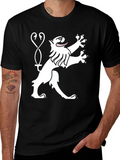 Black Tee Shirt with Heraldic Lion Graphic product image 1
