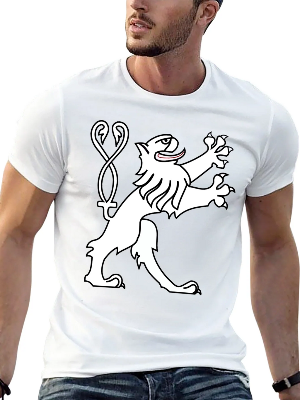 Black Tee Shirt with Heraldic Lion Graphic product image 12