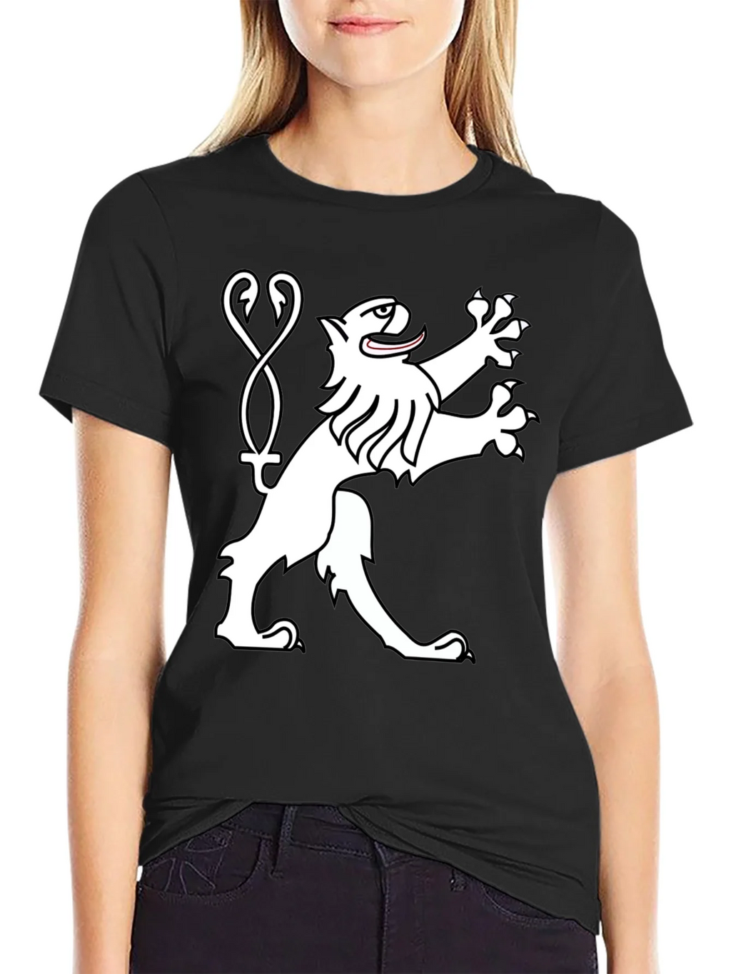Black Tee Shirt with Heraldic Lion Graphic product image 2