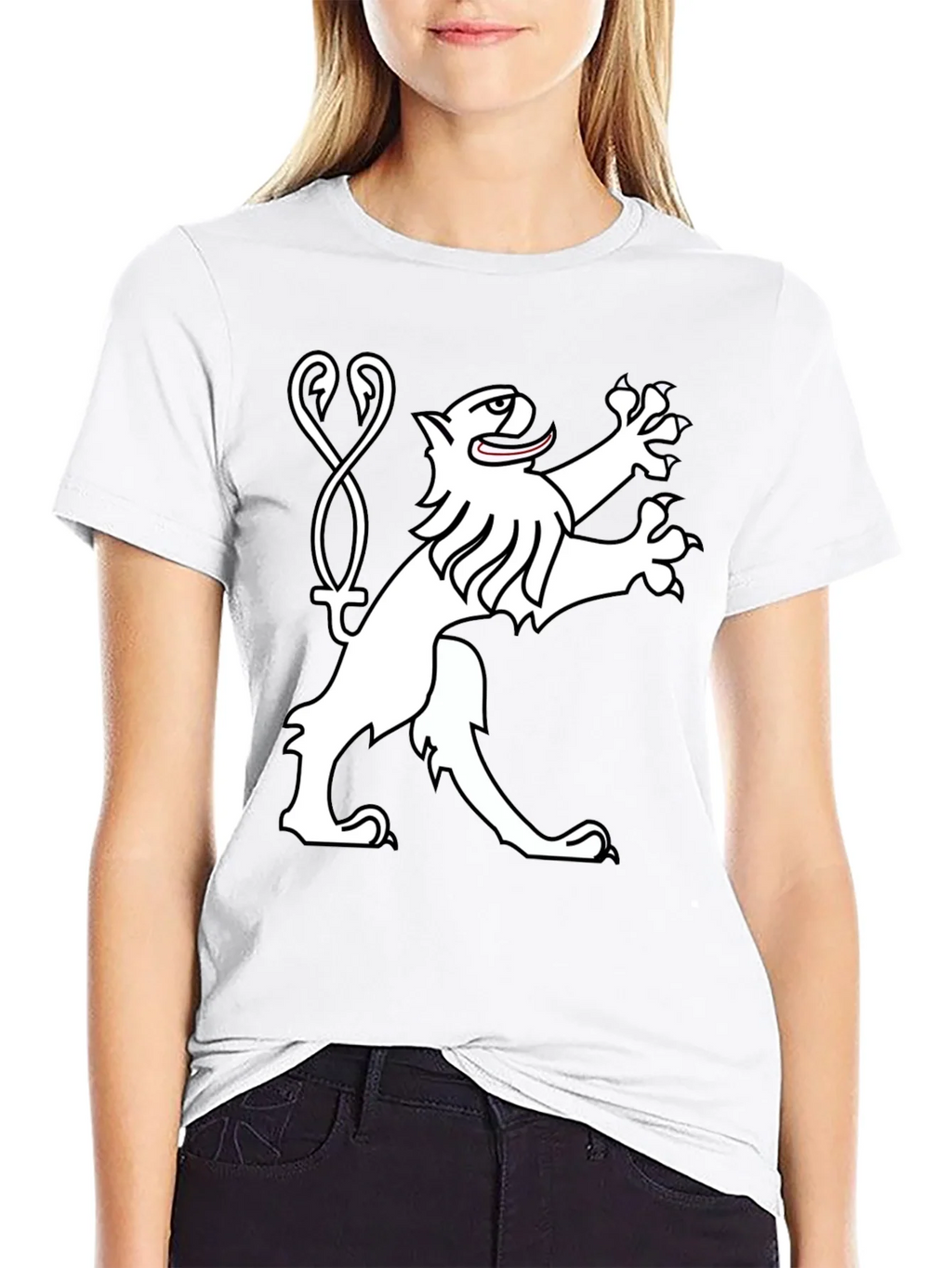 Black Tee Shirt with Heraldic Lion Graphic product image 8
