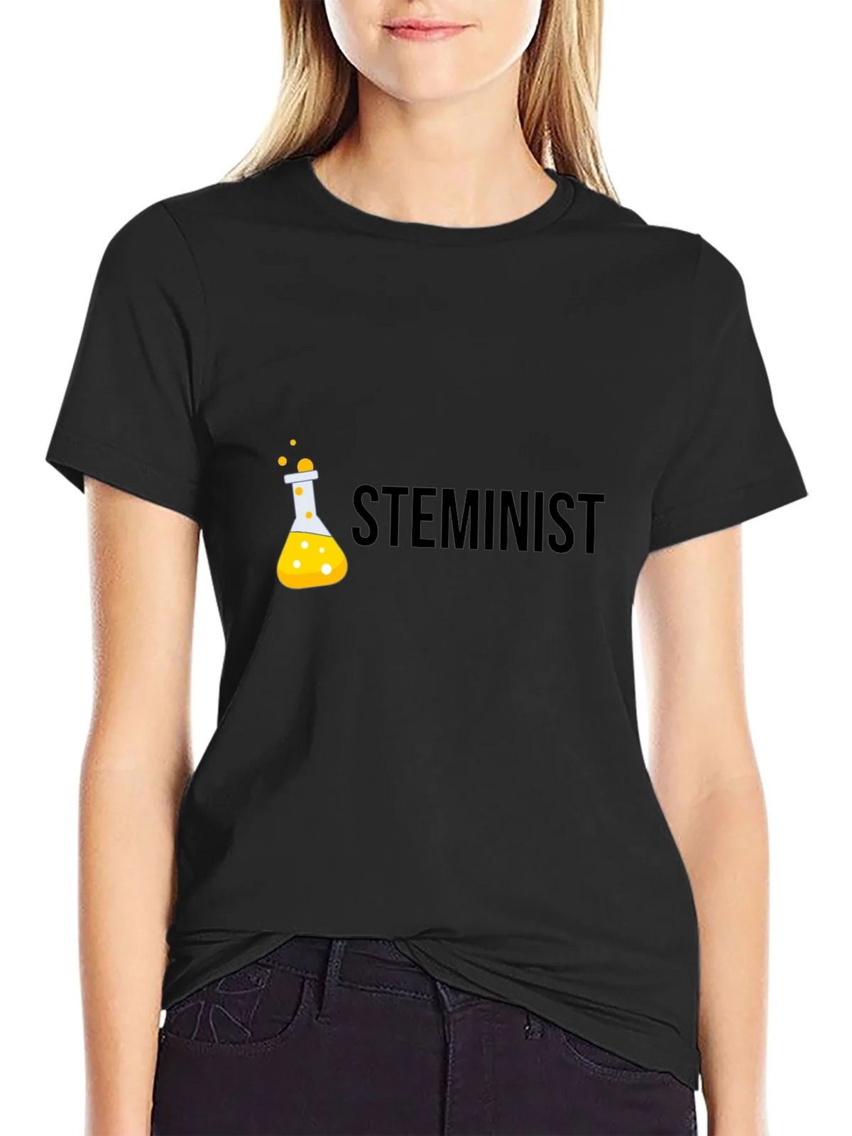 STEMinist Black T-Shirt - Science & Equality product image 2