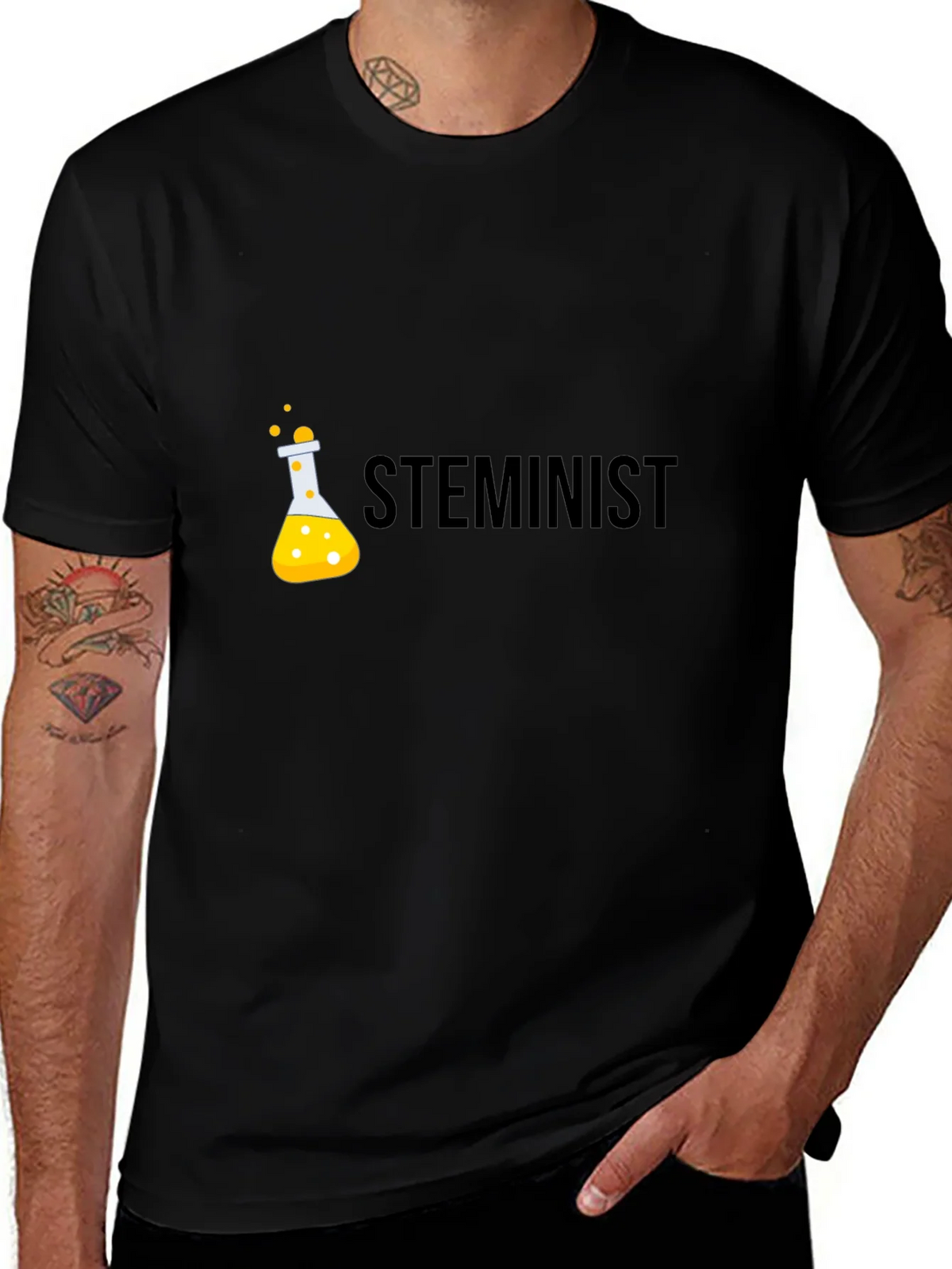 STEMinist Black T-Shirt - Science & Equality product image 1