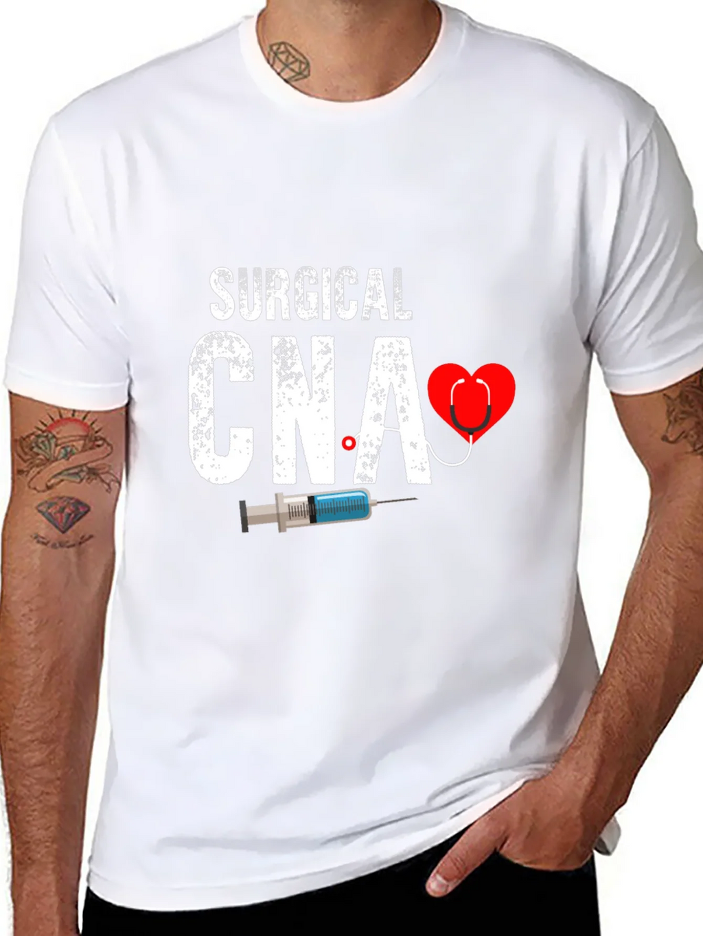 Surgical CNA Graphic T-Shirt - Heart & Syringe Design product image 7