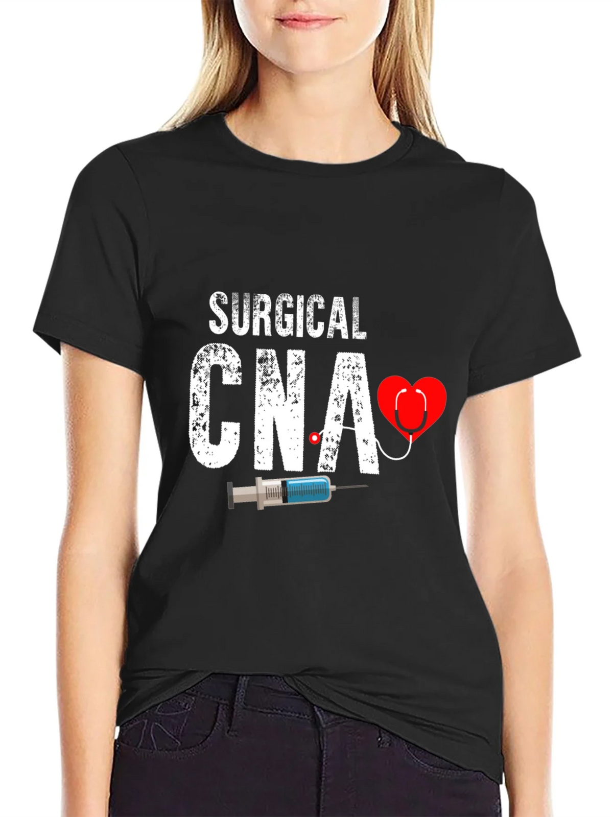 Surgical CNA Graphic T-Shirt - Heart & Syringe Design product image 2