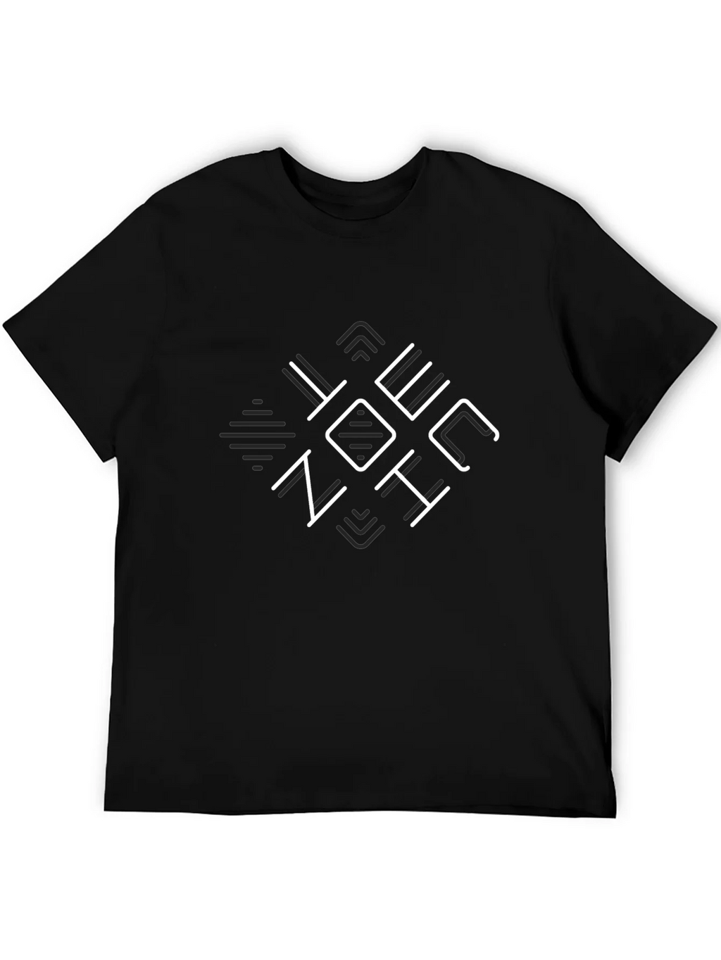 Mens Black Graphic T-Shirt - Geometric Design product image 5