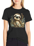 Sloth & Floral Print T-Shirt - Relaxed Fit product image 1