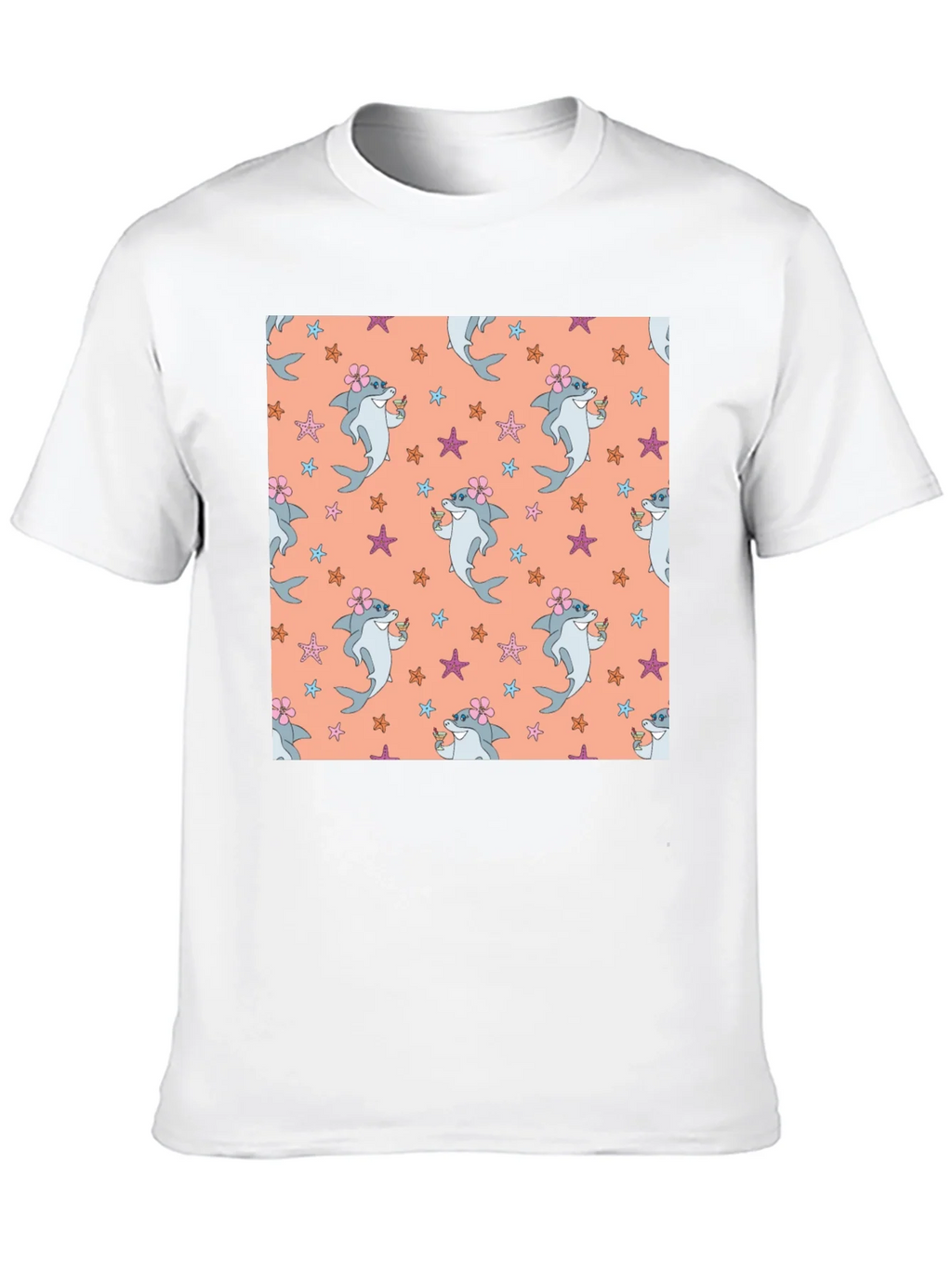 Summer Shark Pattern Black T-Shirt product image 8