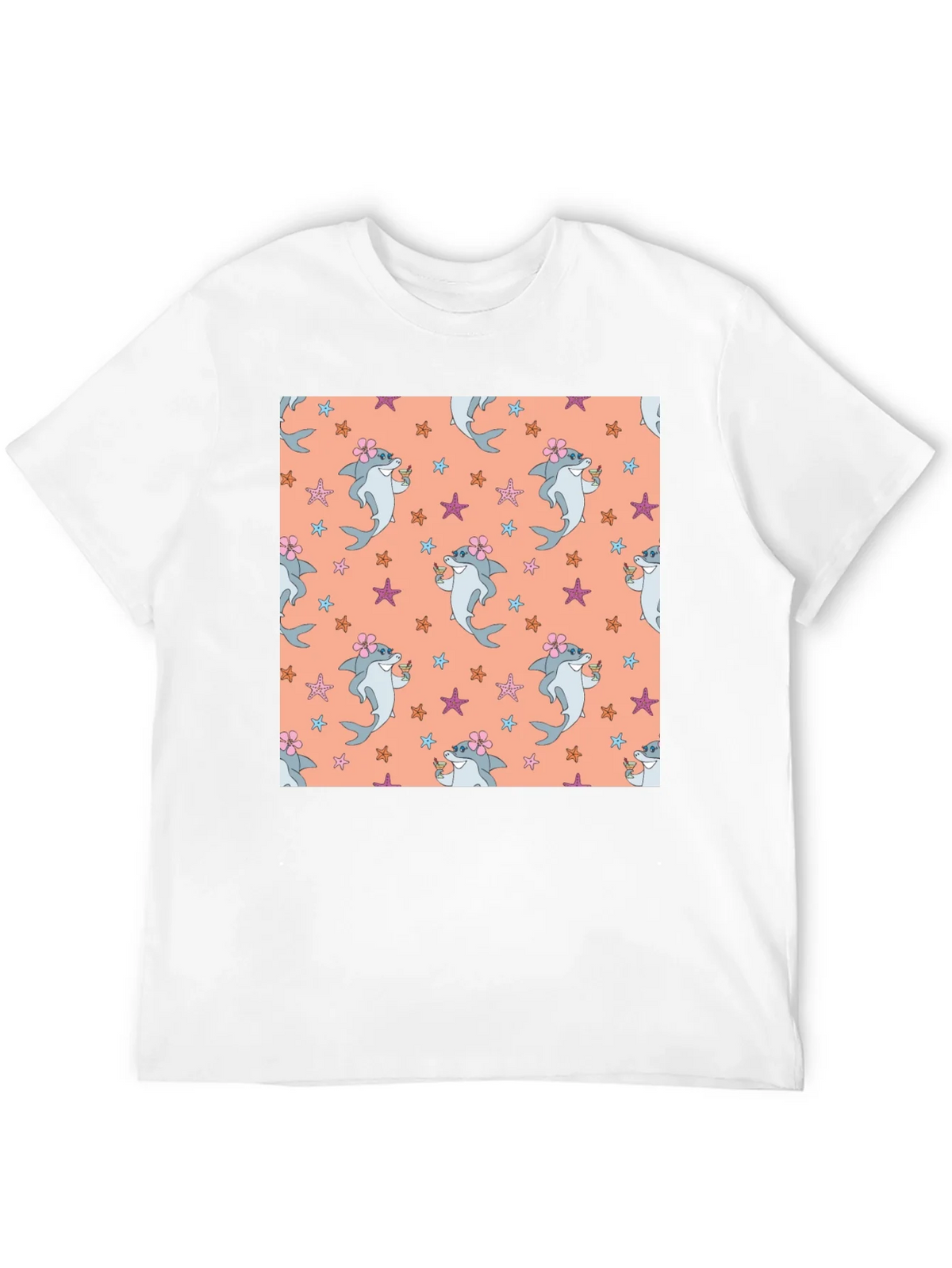 Summer Shark Pattern Black T-Shirt product image 10