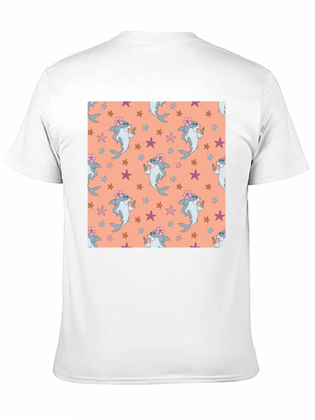 Summer Shark Pattern Black T-Shirt product image 9