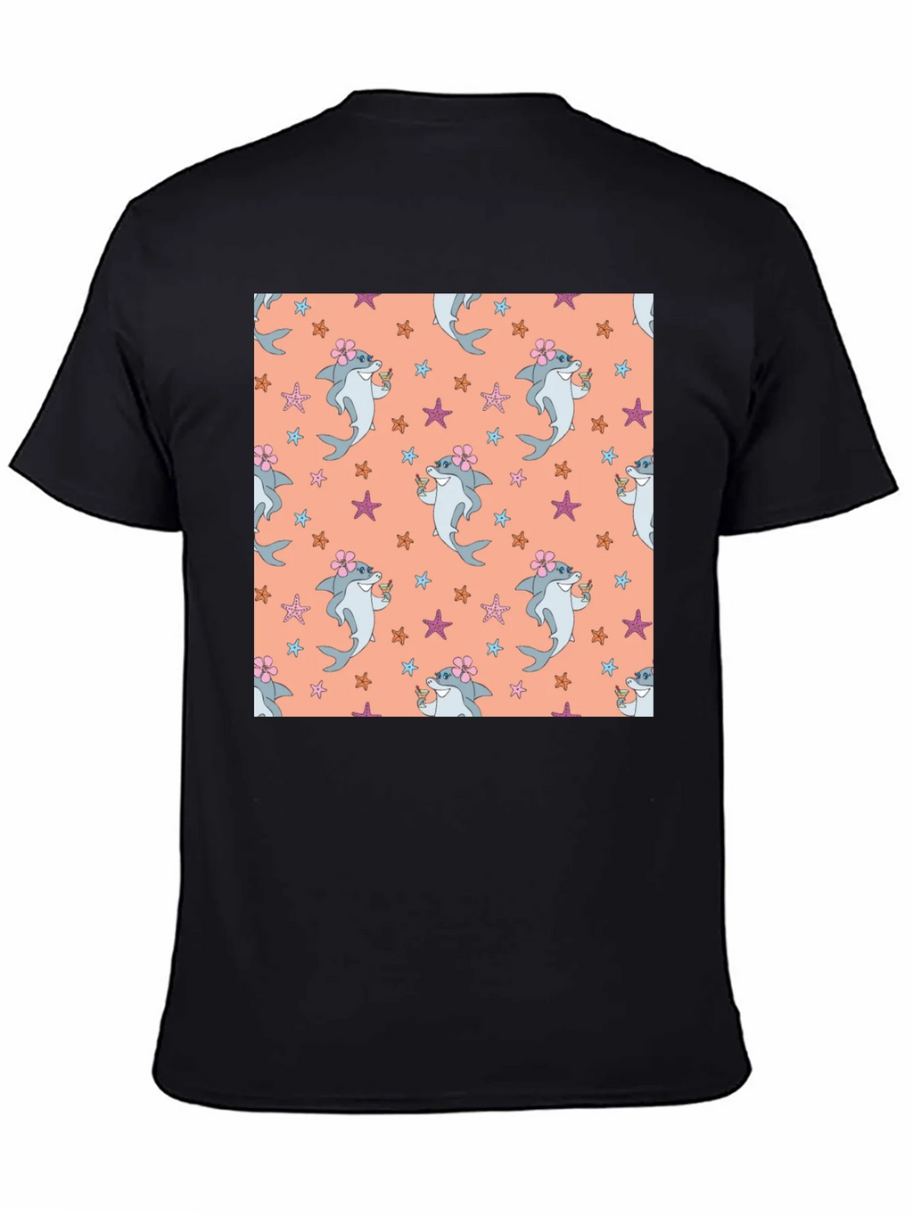 Summer Shark Pattern Black T-Shirt product image 4