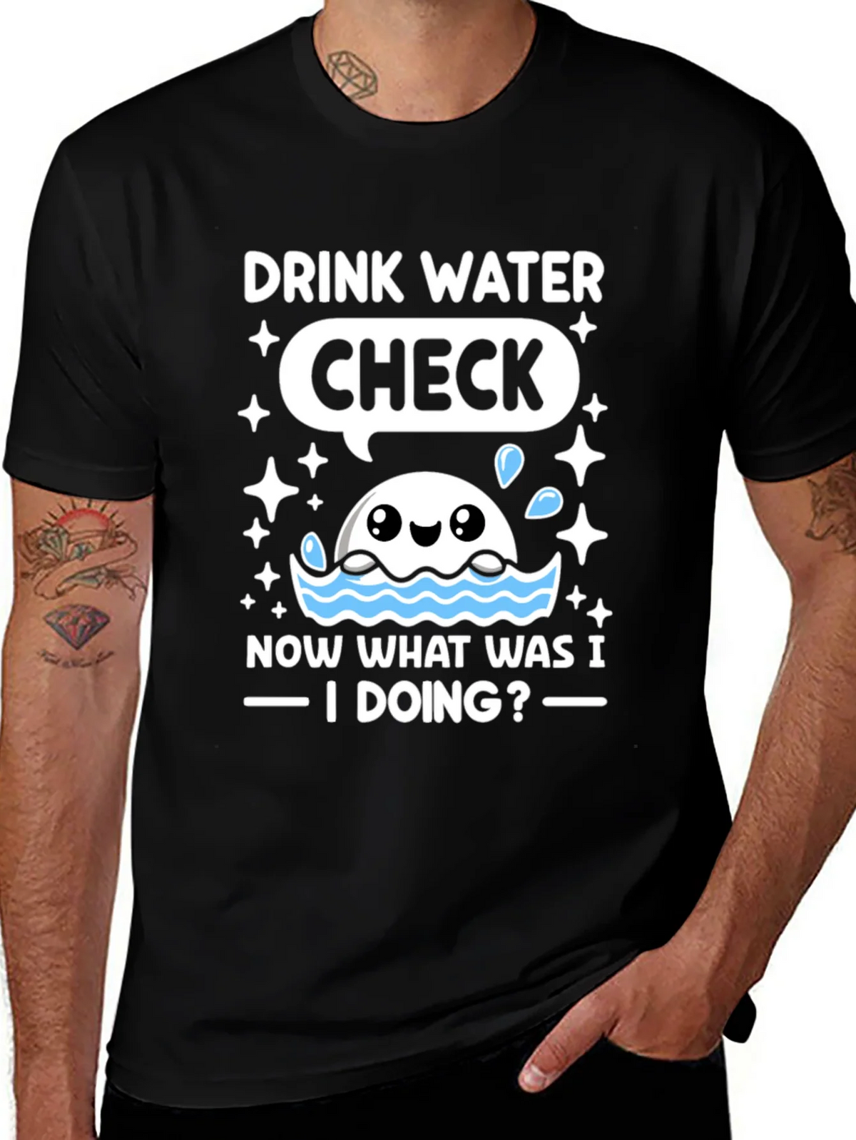 Drink Water Check T-Shirt product image 1