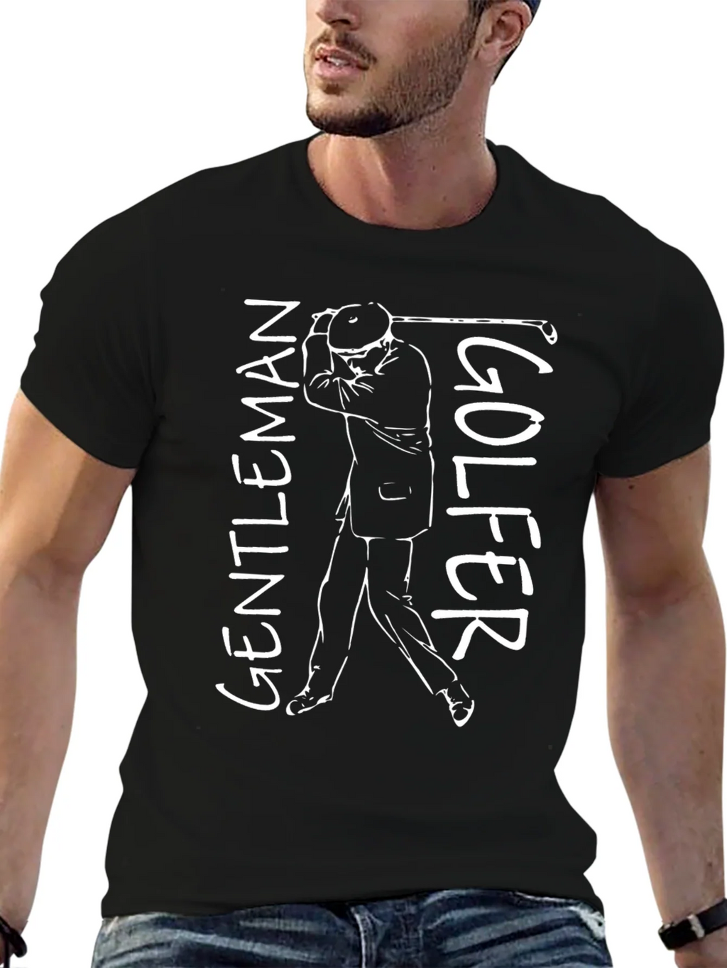 Gentleman Golfer Graphic Tee - Black Cotton T-Shirt product image 6