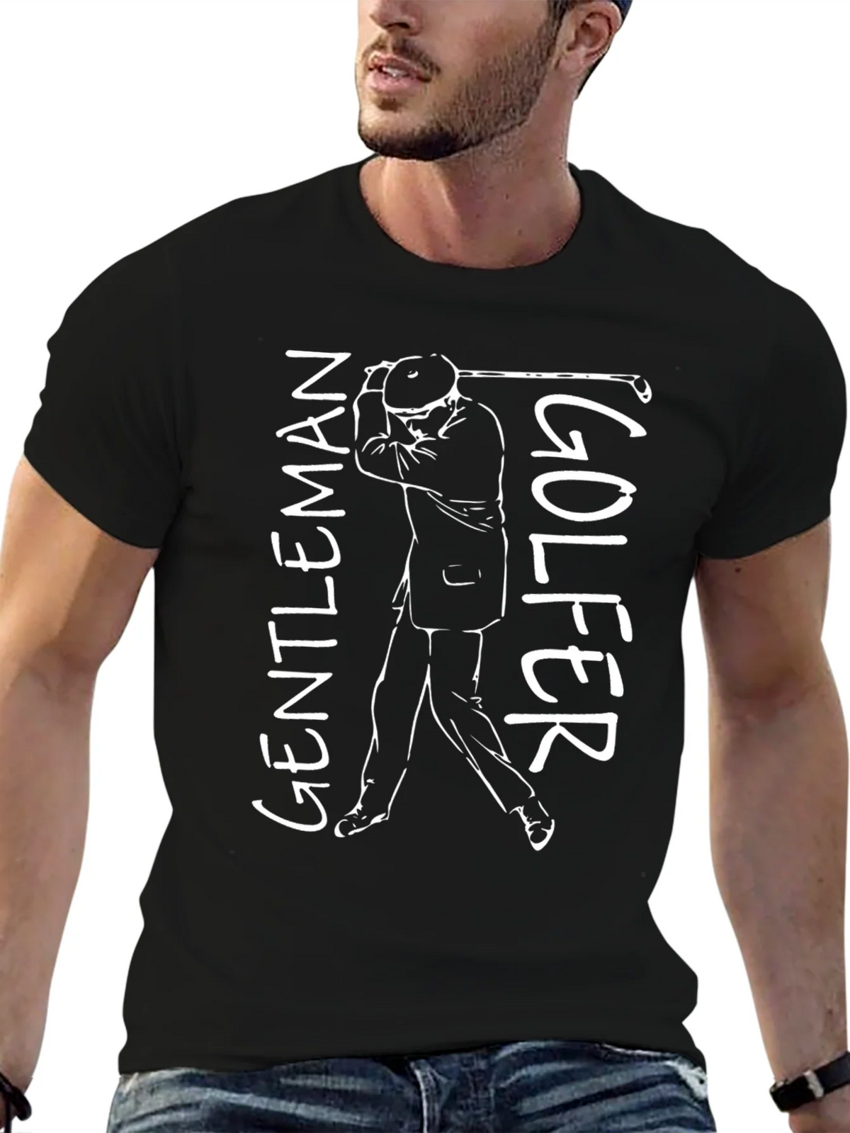 Gentleman Golfer Graphic Tee - Black Cotton T-Shirt product image 6