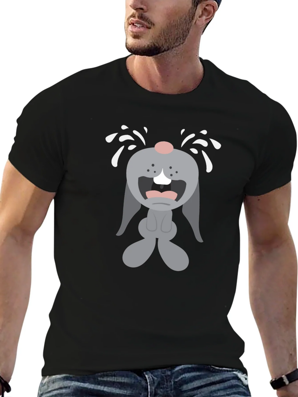 Crybaby Bunny Graphic Tee - Black Cotton T-Shirt product image 6