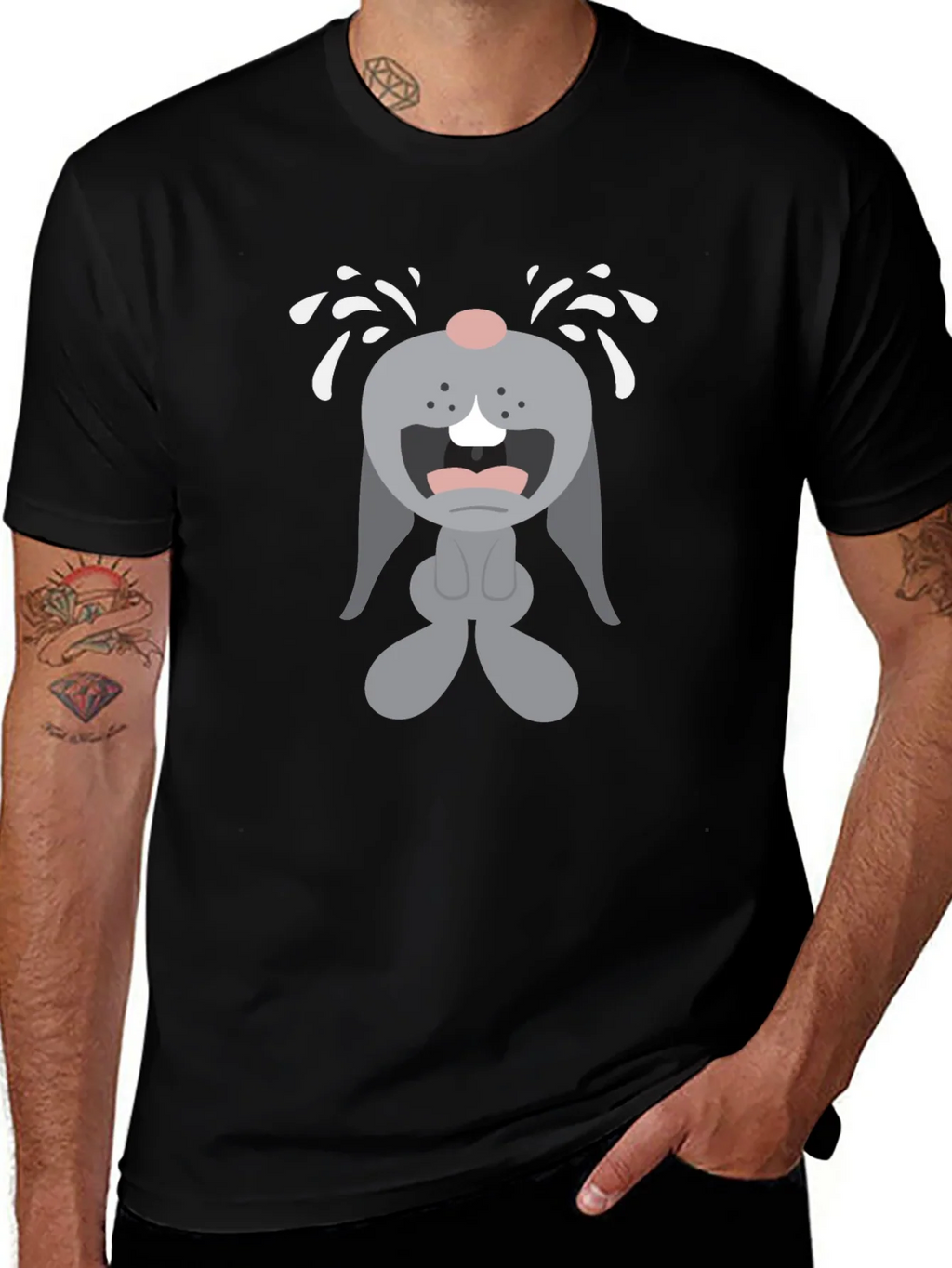 Crybaby Bunny Graphic Tee - Black Cotton T-Shirt product image 1