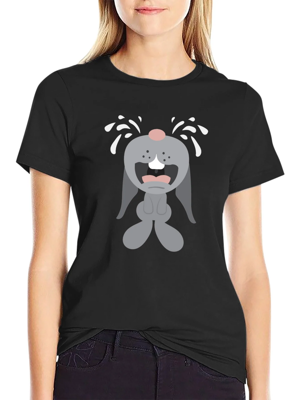 Crybaby Bunny Graphic Tee - Black Cotton T-Shirt product image 2