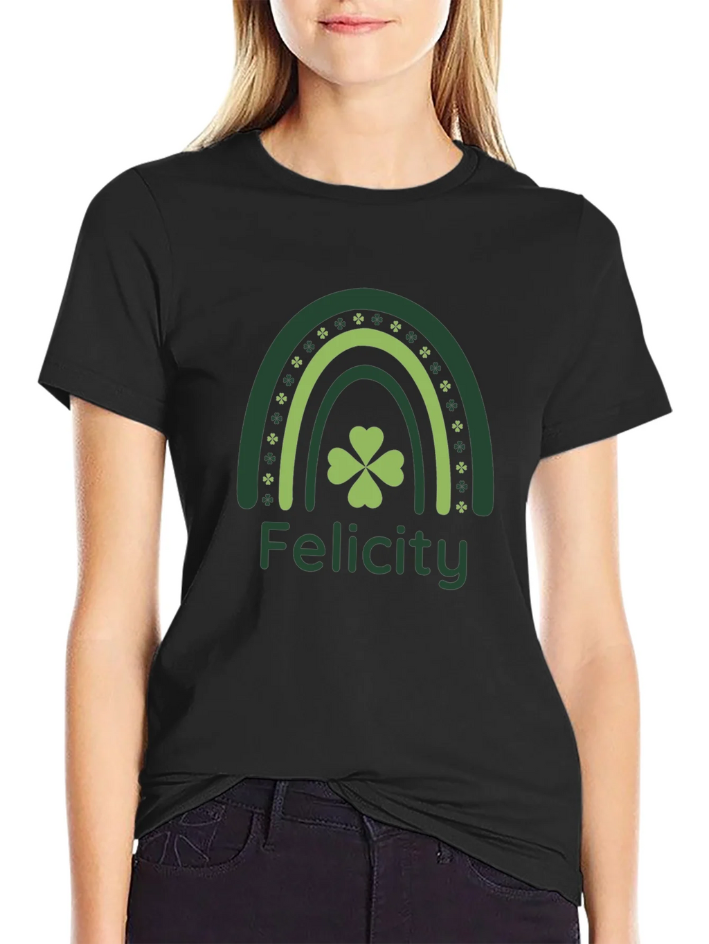 Felicity St. Patricks Day Rainbow Clover T-Shirt product image 2