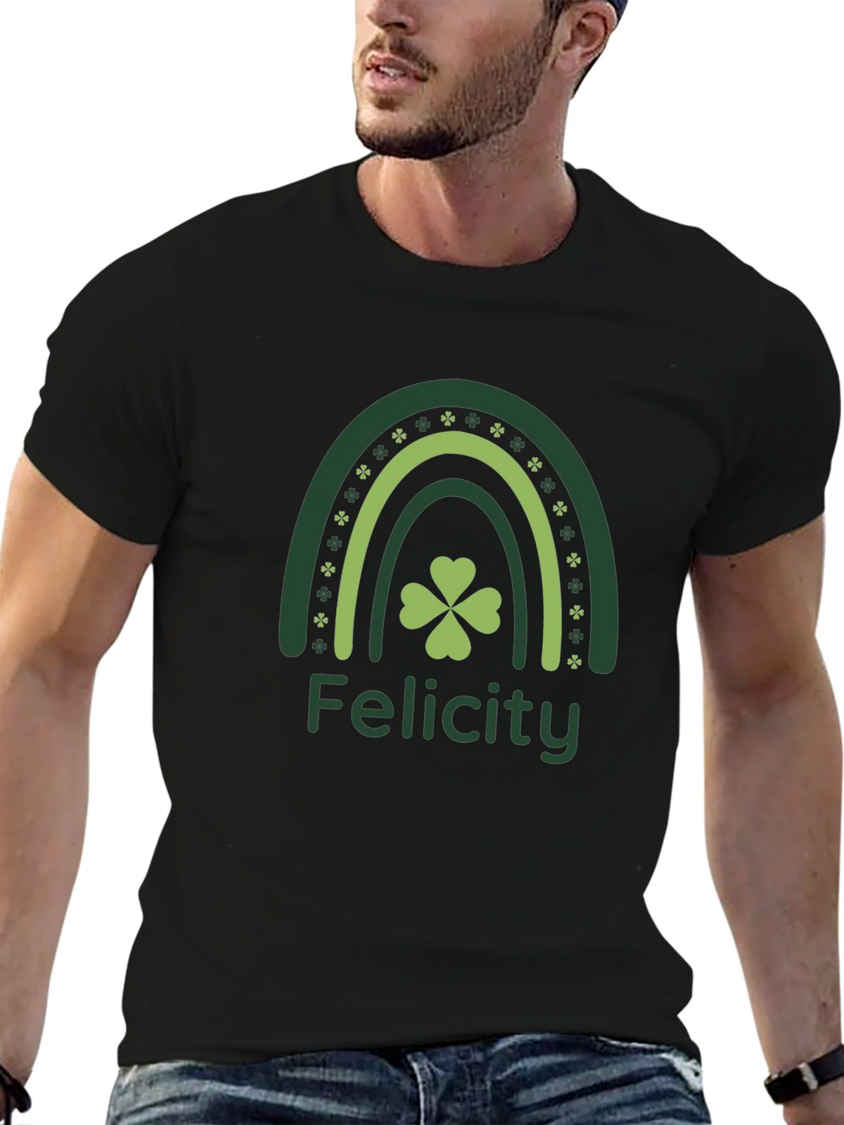 Felicity St. Patricks Day Rainbow Clover T-Shirt product image 6