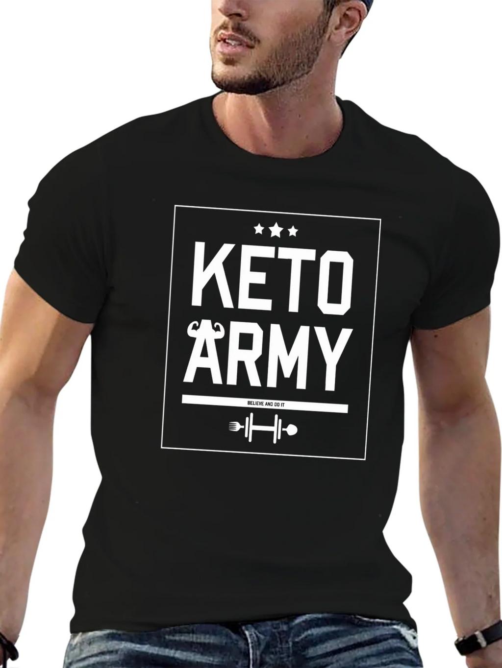 Keto Army Graphic T-Shirt - Black product image 4