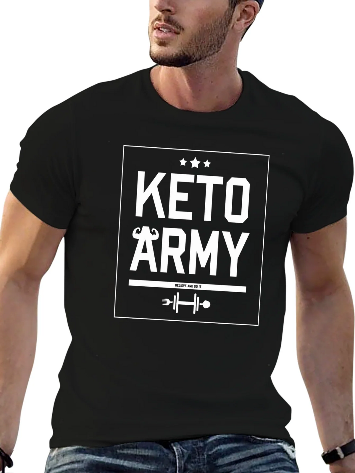 Keto Army Graphic T-Shirt - Black product image 4
