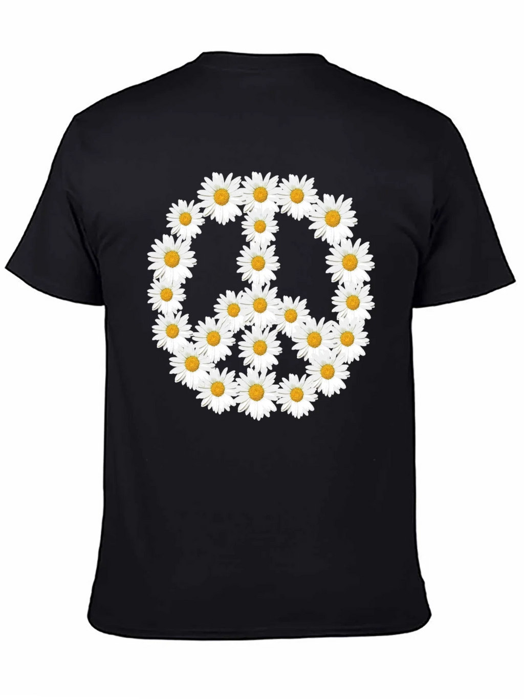Daisy Peace Sign T-Shirt - Black Crew Neck product image 4