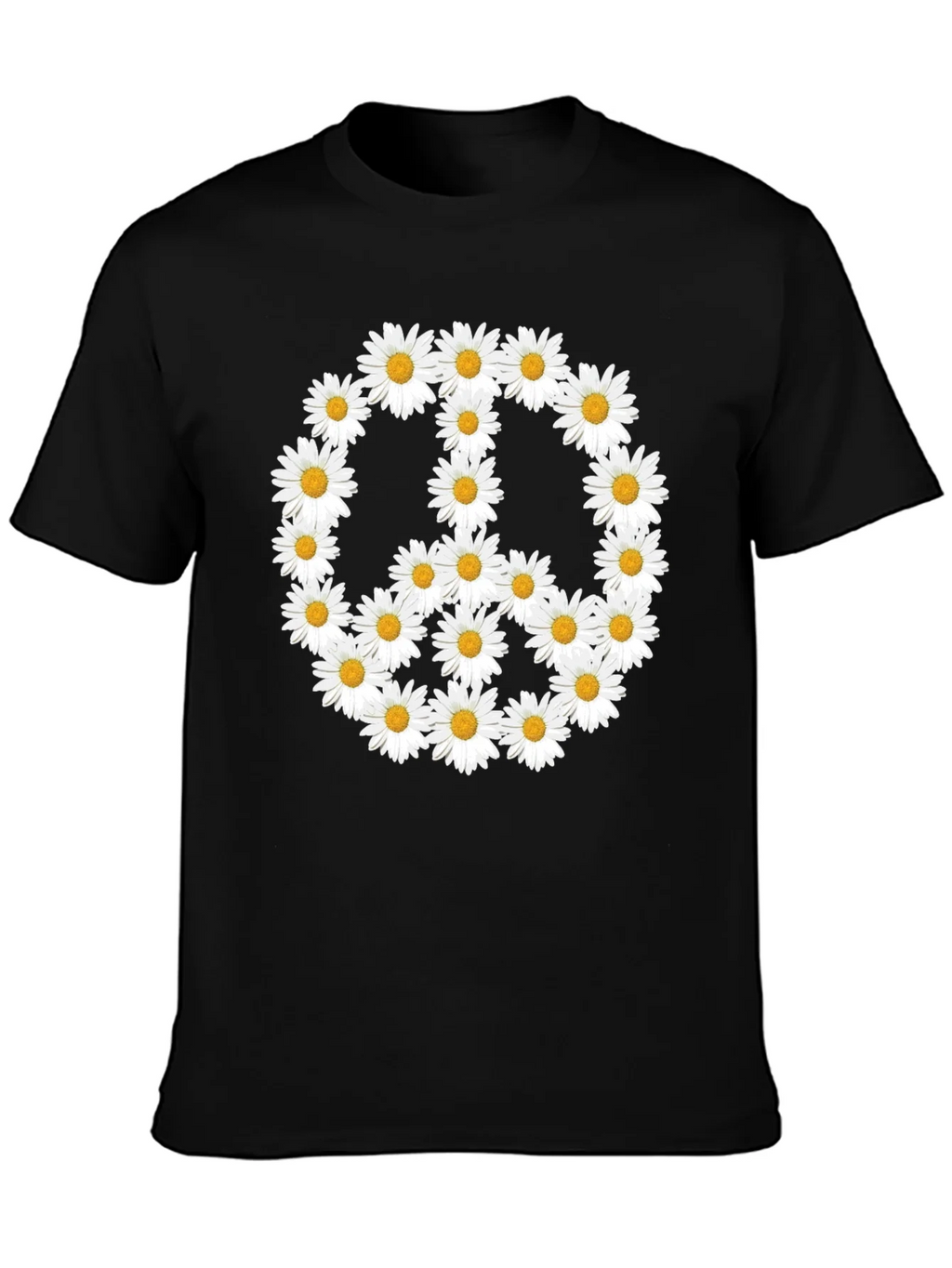 Daisy Peace Sign T-Shirt - Black Crew Neck product image 3
