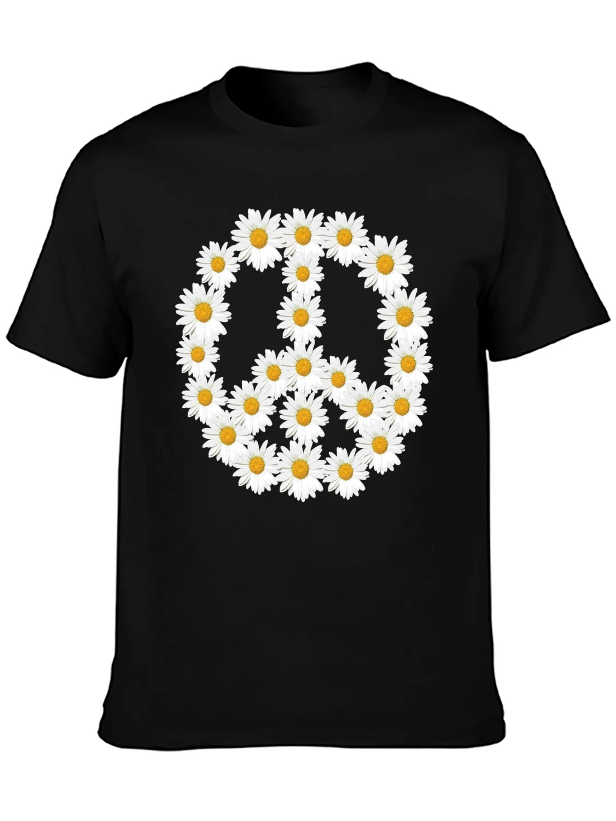 Daisy Peace Sign T-Shirt - Black Crew Neck product image 3