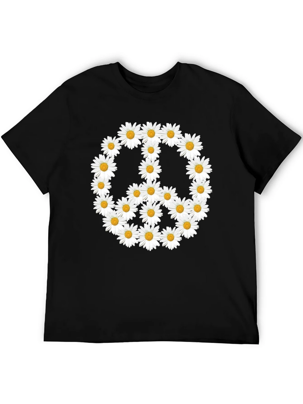 Daisy Peace Sign T-Shirt - Black Crew Neck product image 5