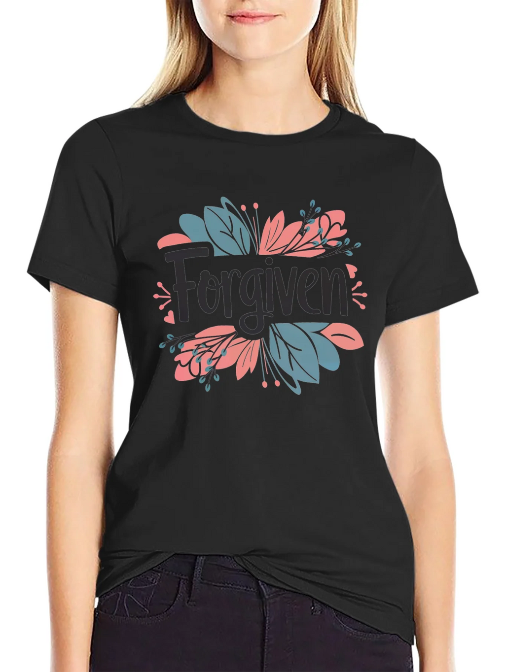 Forgiven Floral Graphic Black T-Shirt product image 2